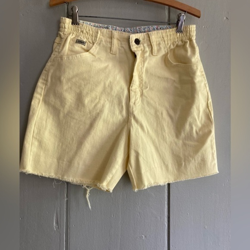 Lee Cut Off Denim Shorts Pale Yellow Tie Dye Pockets 6 Petite